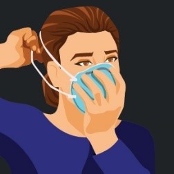 If the respirator has two straps, place one strap below the ears and one strap above.