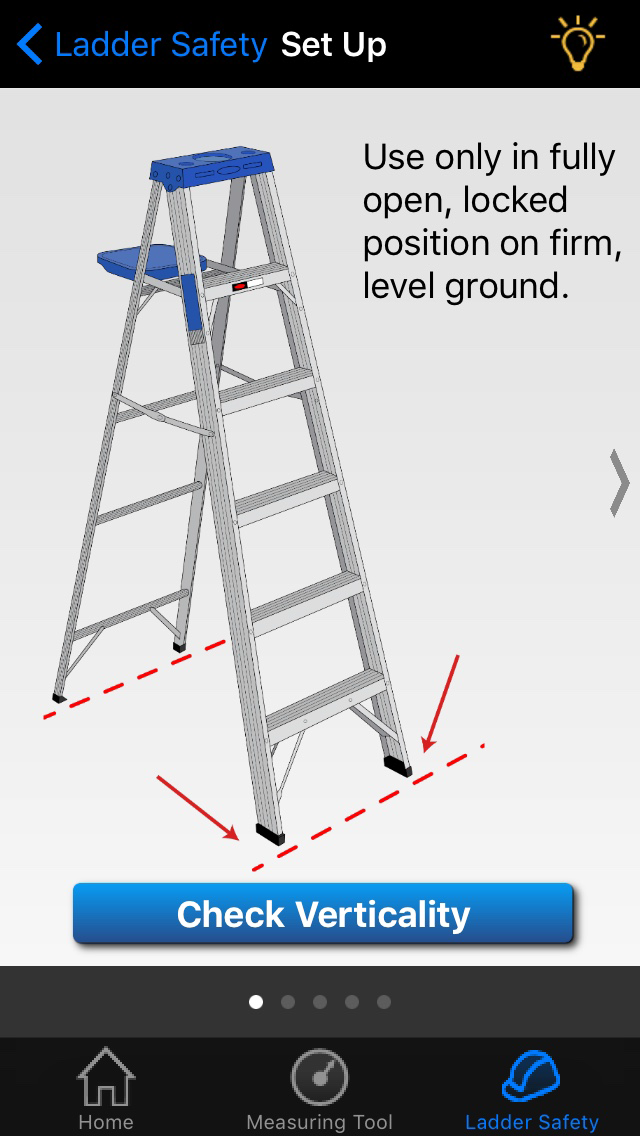 screen capture of the ladder safety app in use
