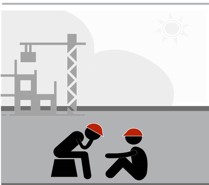 graphic showing construction worker with head in hands