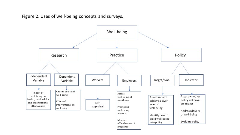 Figure 2 Uses of well-being concepts and surveys