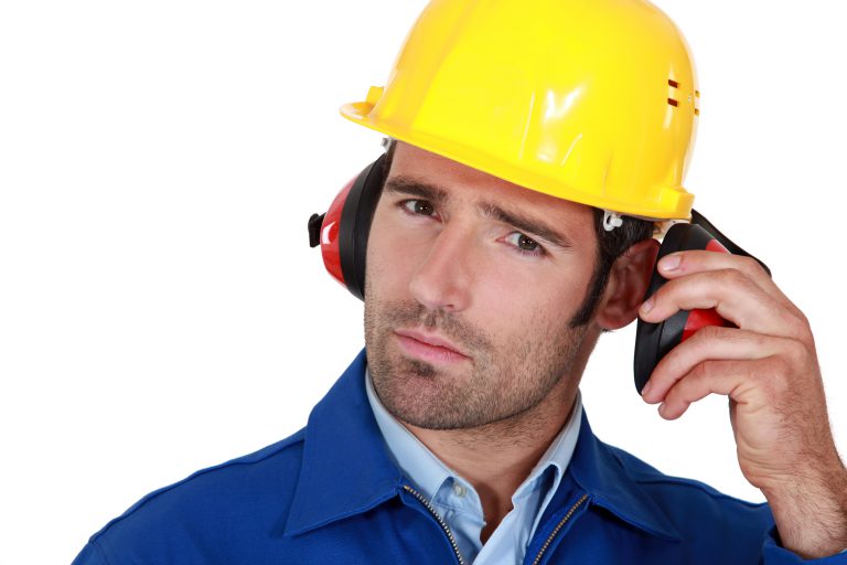 worker with hearing protection