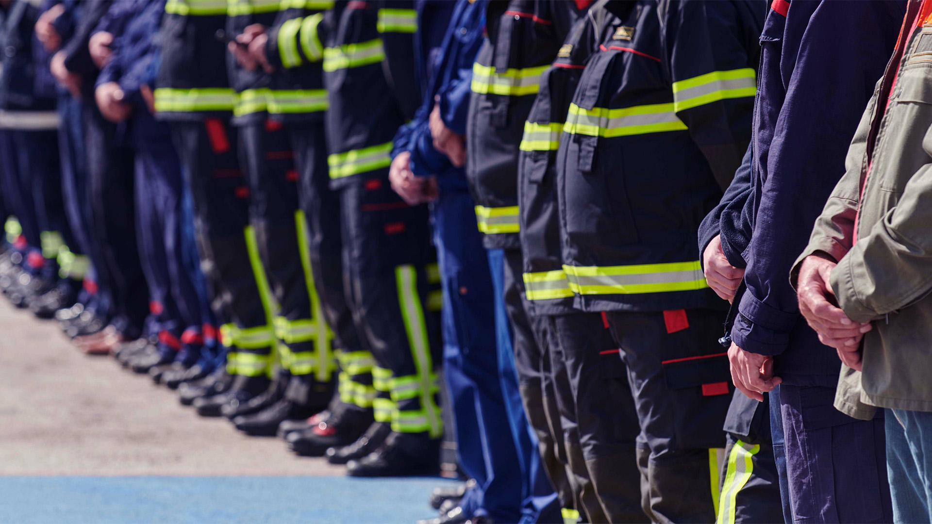 firefighters lined up