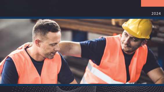 two miners in orange vests