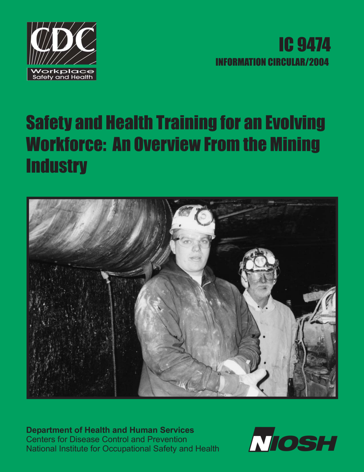 Screenshot of the first page of "Safety and Health Training for an Evolving Workforce: An Overview From the Mining Industry"