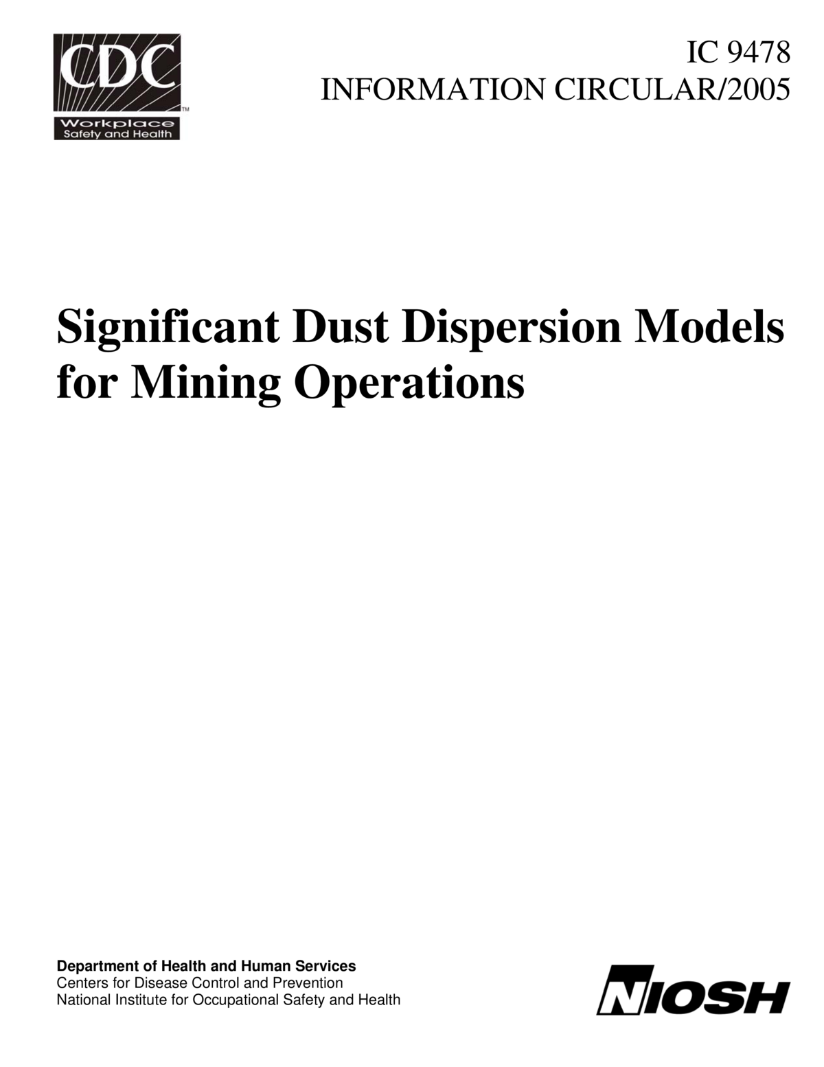 Screenshot of the first page of "Significant Dust Dispersion Models for Mining Operations"