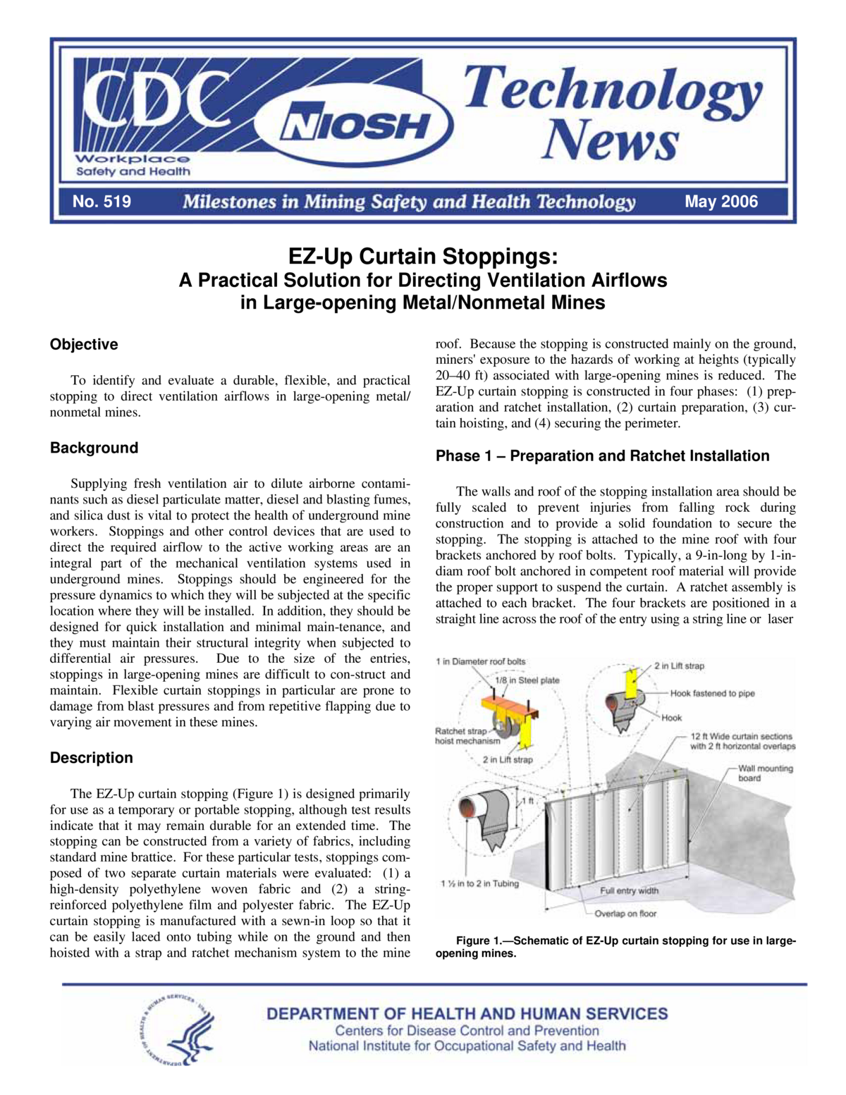 Technology News 519 - EZ-Up Curtain Stoppings: A Practical Solution for Directing Ventilation Airflows in Large-opening Metal/Nonmetal Mines
