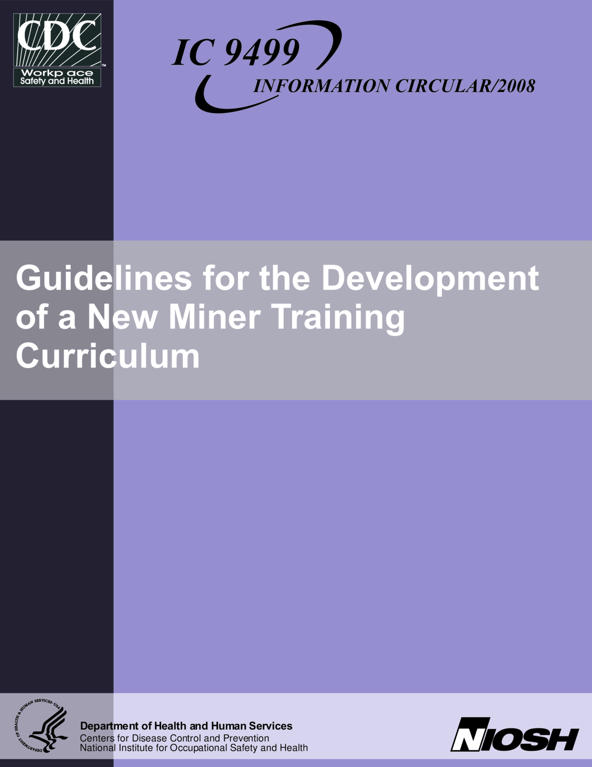 Screenshot of the first page of "Guidelines for the Development of a New Miner Training Curriculum"