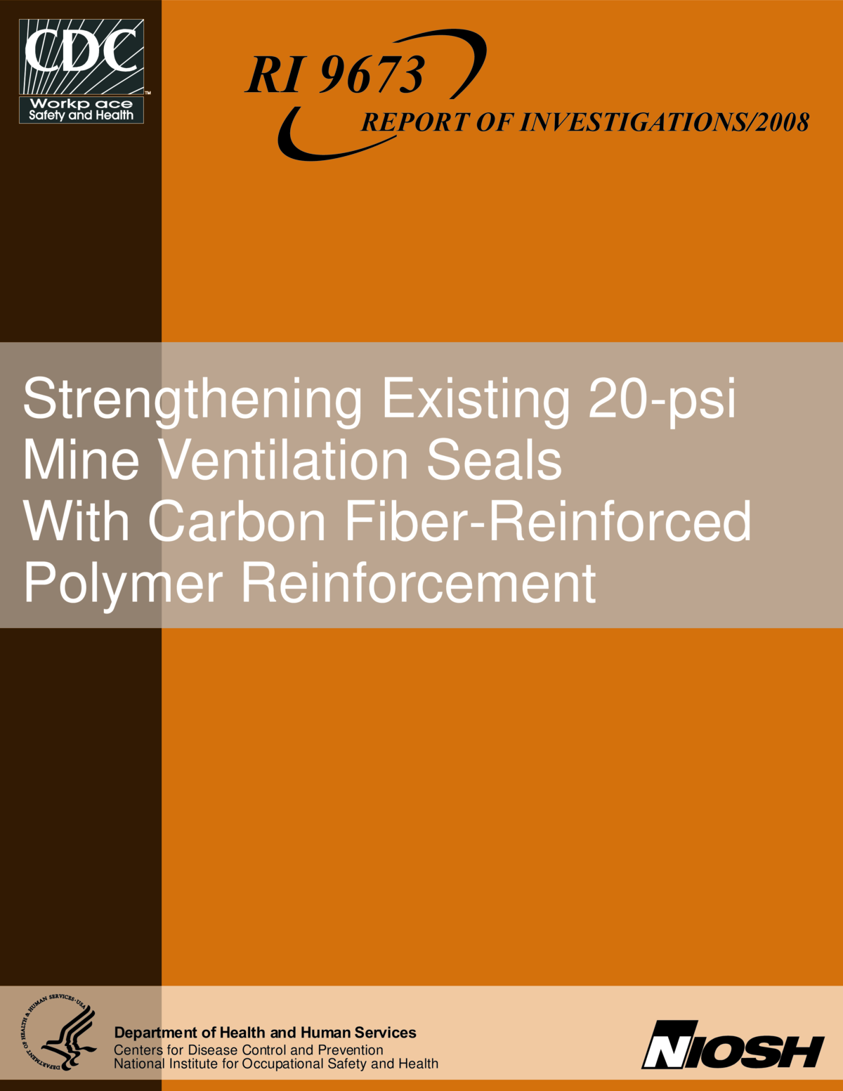 Screenshot of the first page of "Strengthening Existing 20-psi Mine Ventilation Seals With Carbon Fiber-Reinforced Polymer Reinforcement"