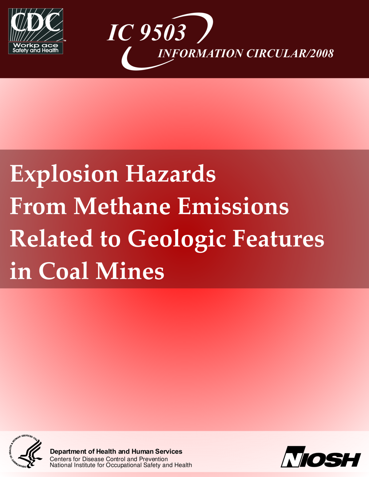 Screenshot of the first page of "Explosion Hazards From Methane Emissions Related to Geologic Features in Coal Mines"