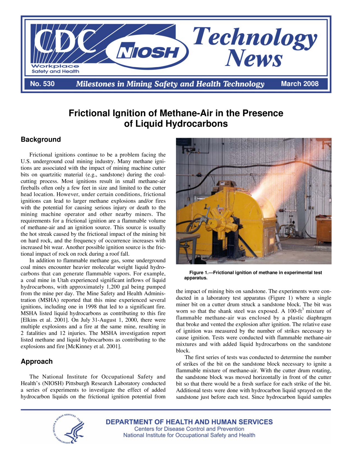 Technology News 530 - Frictional Ignition of Methane-Air in the Presence of Liquid Hydrocarbons