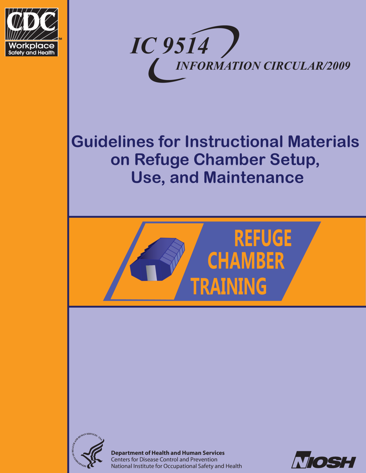 Screenshot of the first page of "Guidelines for Instructional Materials on Refuge Chamber Setup, Use, and Maintenance"