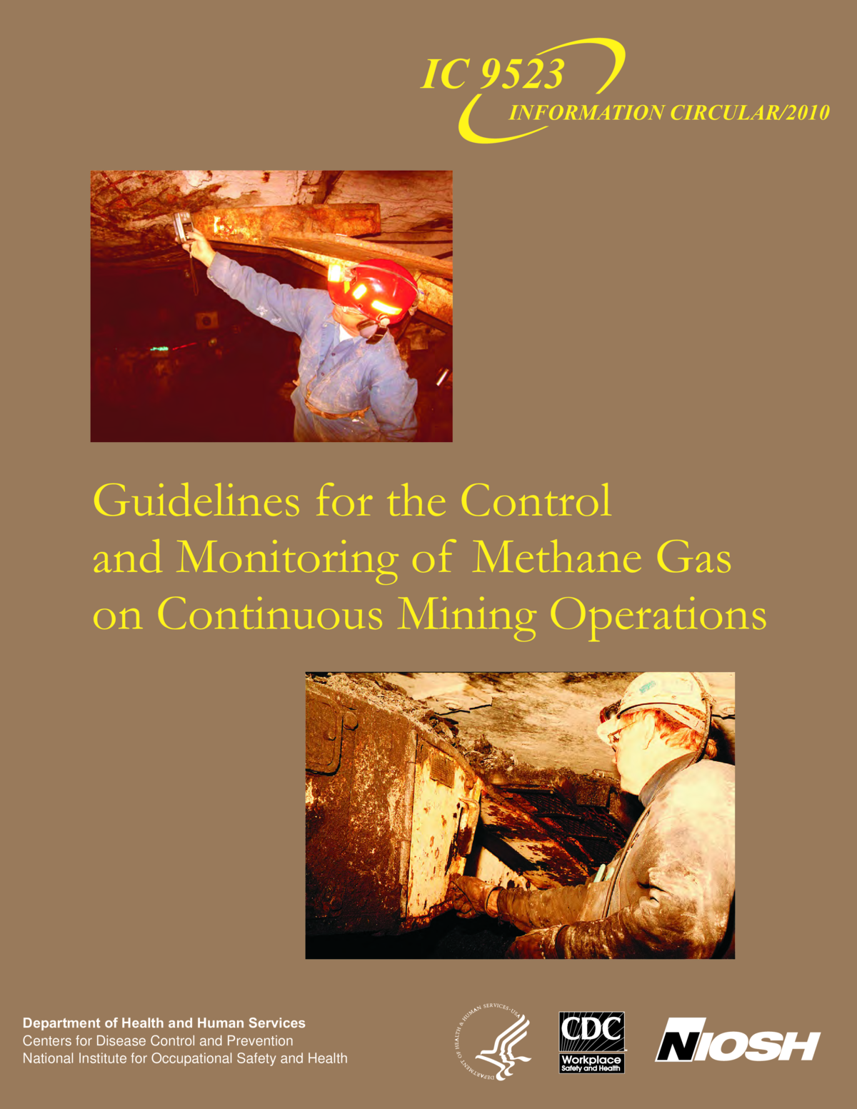Screenshot of the first page of "Guidelines for the Control and Monitoring of Methane Gas on Continuous Mining Operations"