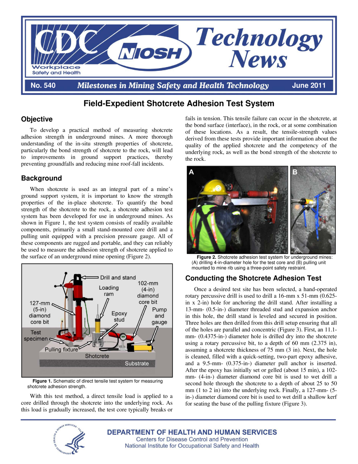 Technology News 540 - Field-Expedient Shotcrete Adhesion Test System