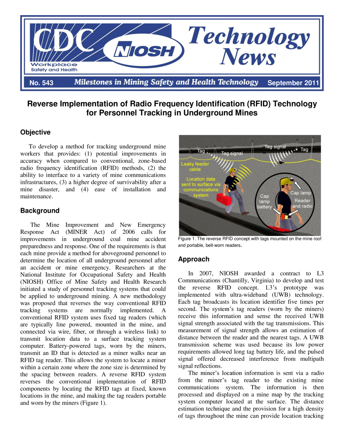 Technology News 543 - Reverse Implementation of Radio Frequency Identification (RFID) Technology for Personnel Tracking in Underground Mines