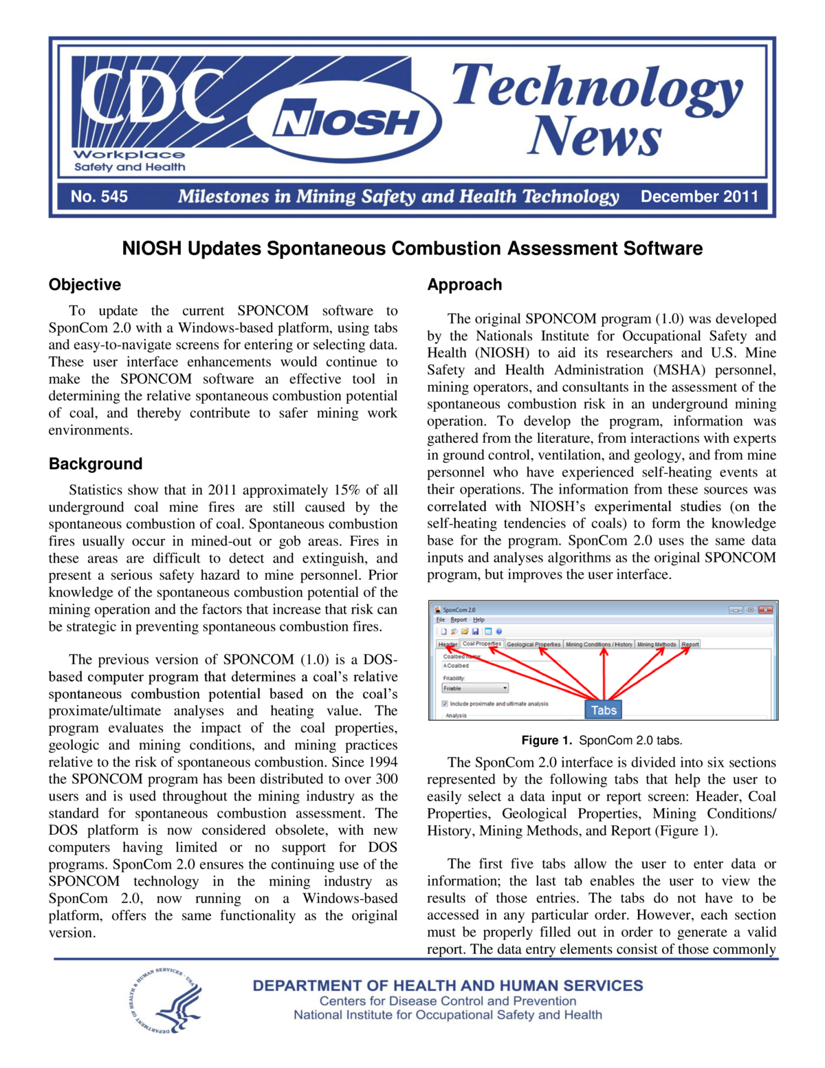Technology News 545 - NIOSH Updates Spontaneous Combustion Assessment Software