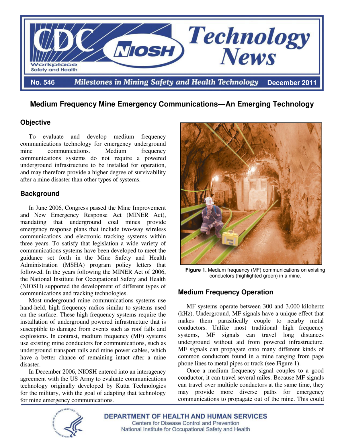 Technology News 546 - Medium Frequency Mine Emergency Communications - An Emerging Technology