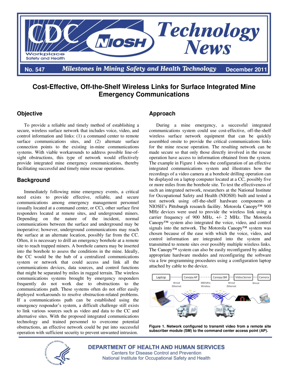 Technology News 547 - Cost-Effective, Off-the-Shelf Wireless Links for Surface Integrated Mine Emergency Communications