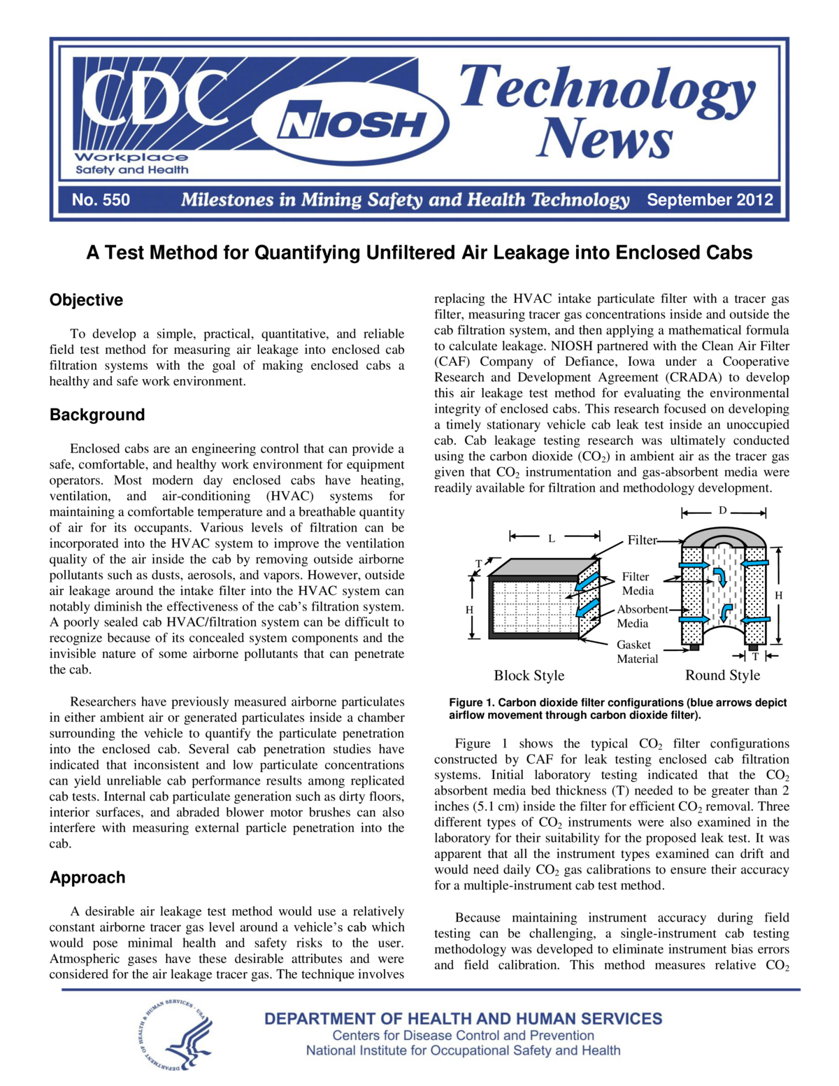Technology News 550 - A Test Method for Quantifying Unfiltered Air Leakage into Enclosed Cabs
