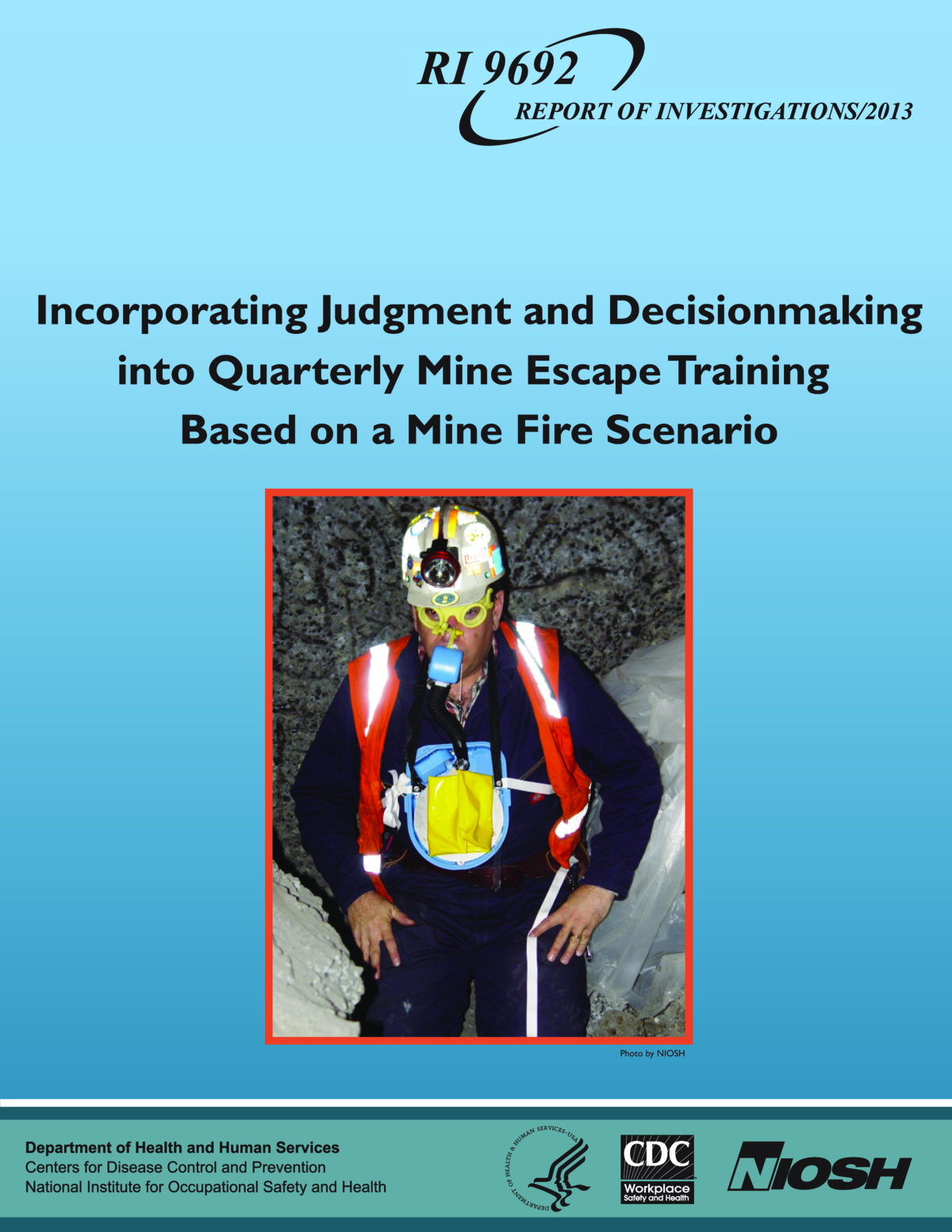 Screenshot of the first page of "Incorporating Judgment and Decisionmaking into Quarterly Mine Escape Training Based on a Mine Fire Scenario"