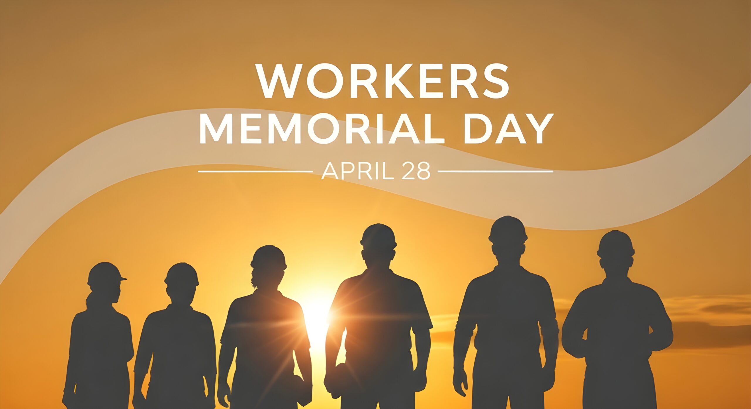 A peaceful image of a group of workers in silhouette looking at the sunset.