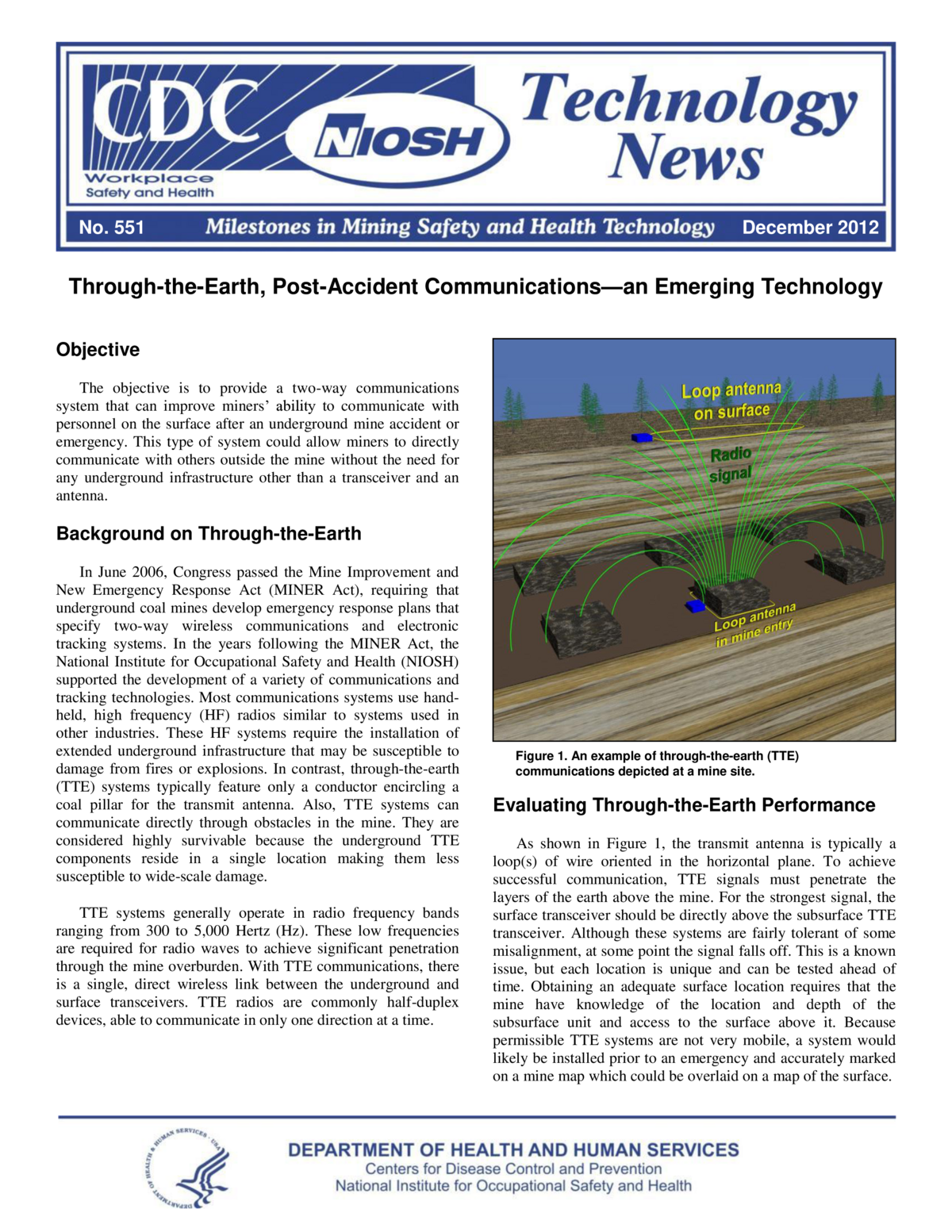 Technology News 551 - Through-the-Earth, Post-Accident Communications - an Emerging Technology
