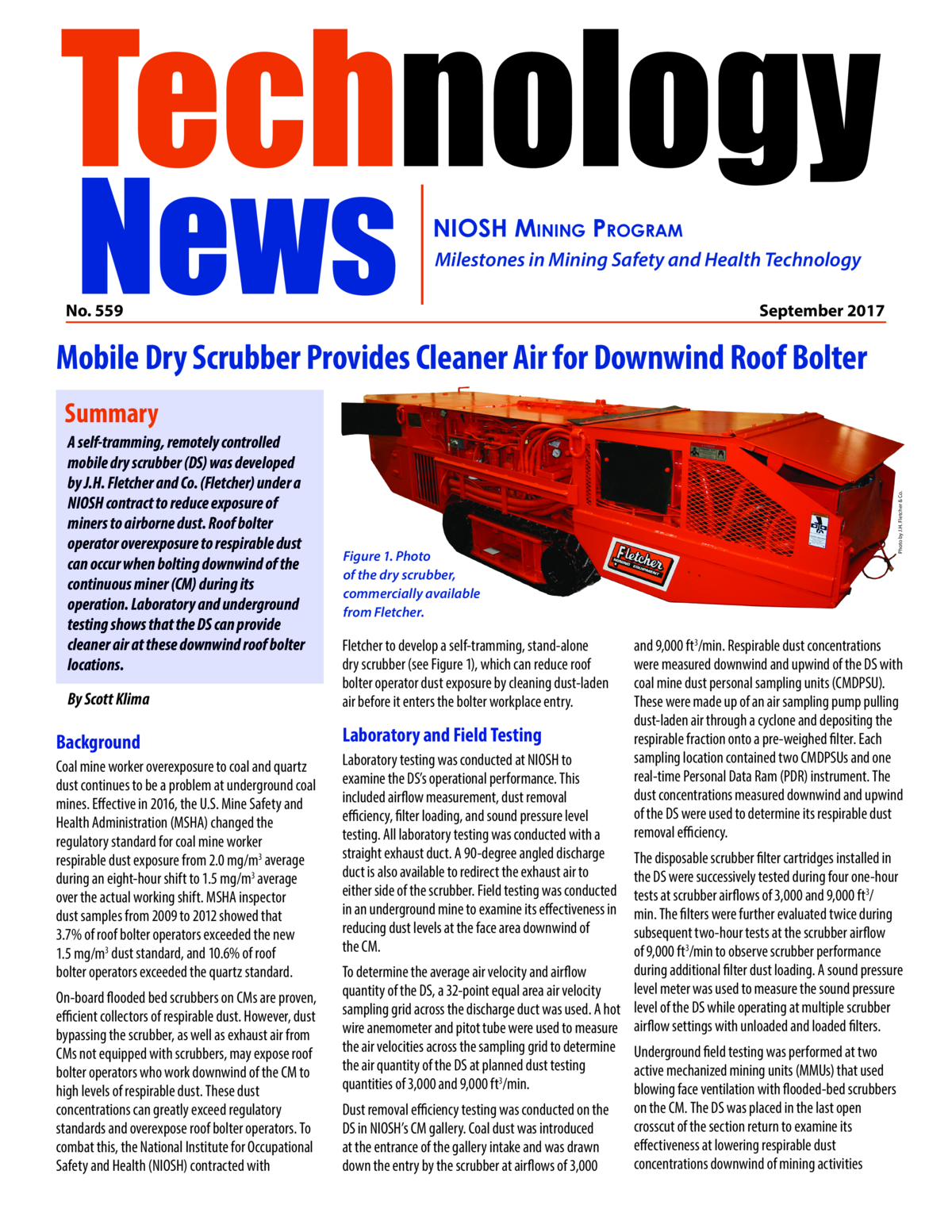 Mobile Dry Scrubber Provides Cleaner Air for Downwind Roof Bolter