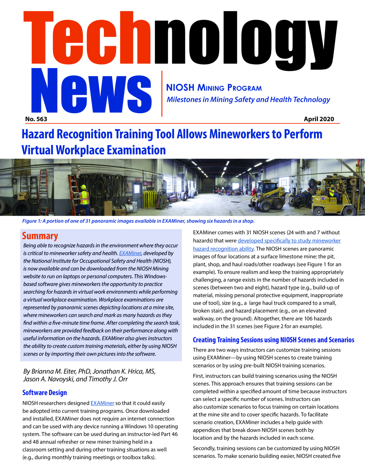 Hazard Recognition Training Tool Allows Mineworkers to Perform Virtual Workplace Examination