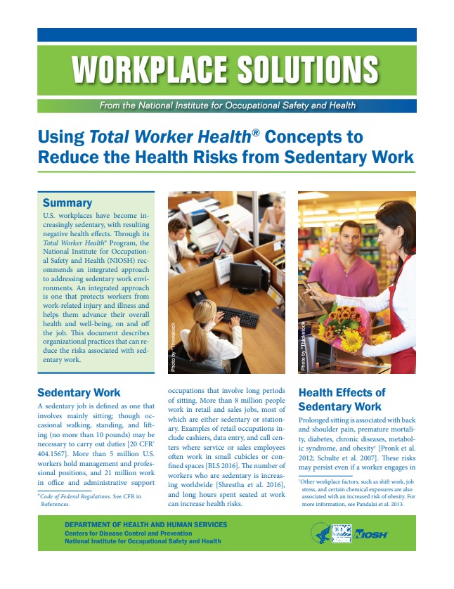 Using Total Worker Health® Concepts to Reduce the Health Risks from Sedentary Work