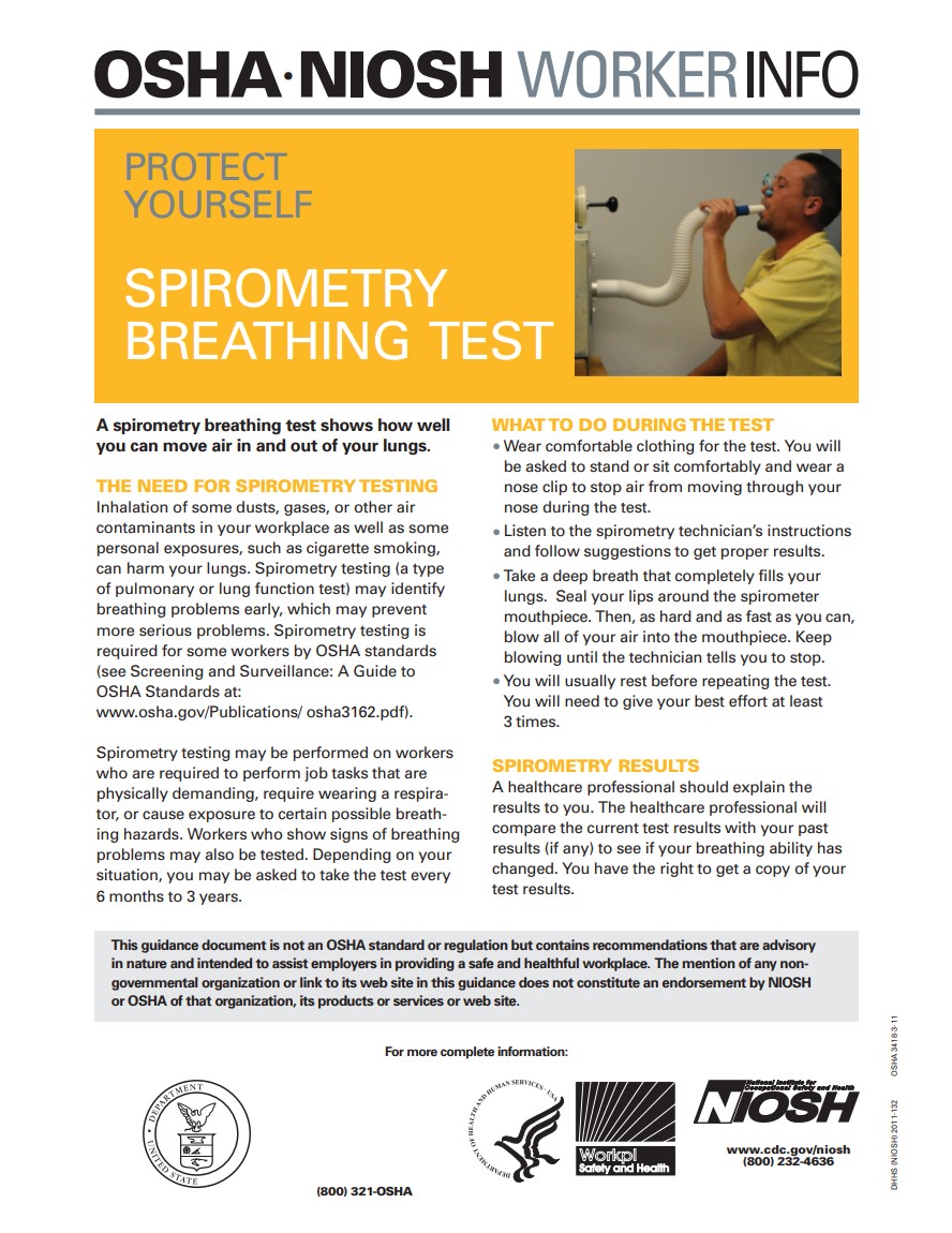 OSHA - NIOSH Worker Info: Protect Yourself-Spirometry Breathing Test