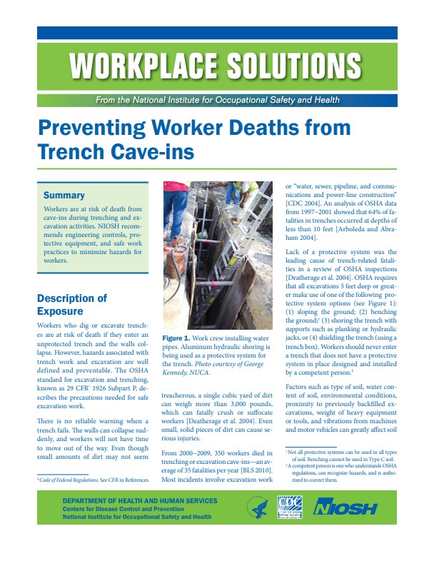 Preventing Worker Deaths from Trench Cave-ins