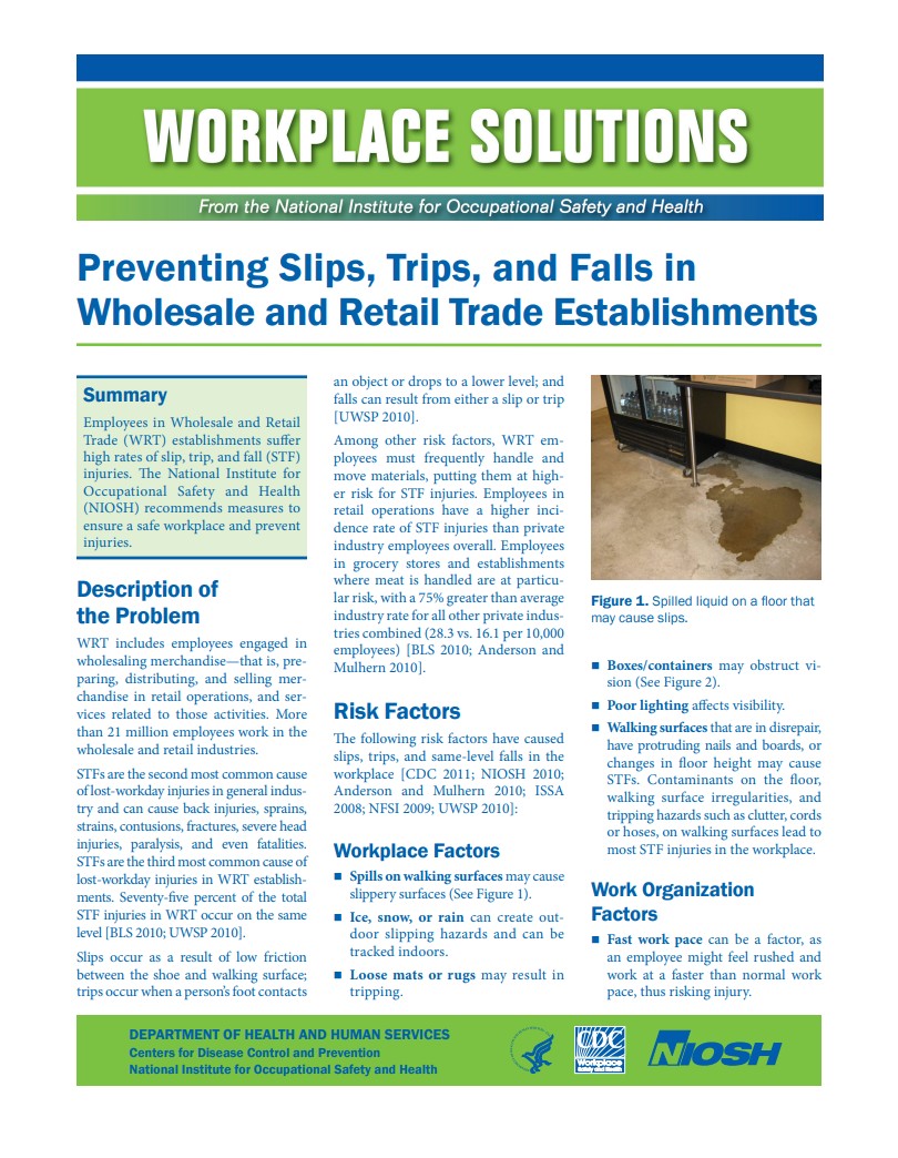 Preventing Slips, Trips, and Falls in Wholesale and Retail Trade Establishments