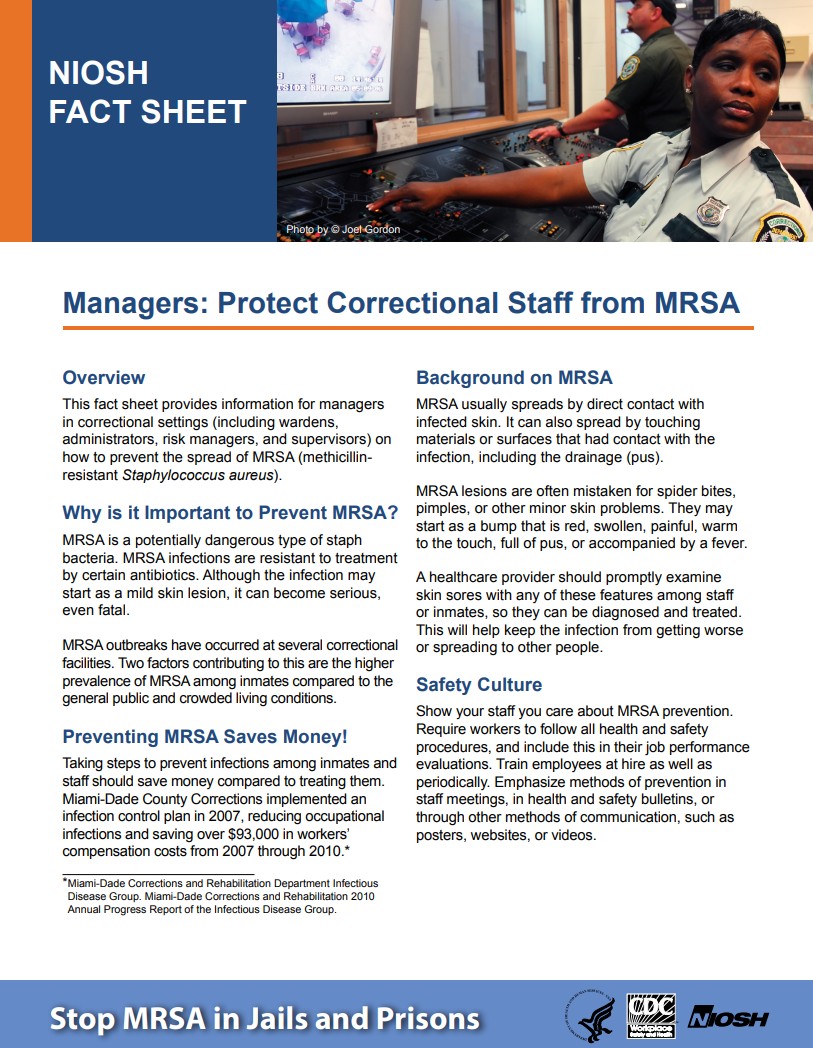 Managers: Protect Correctional Staff from MRSA