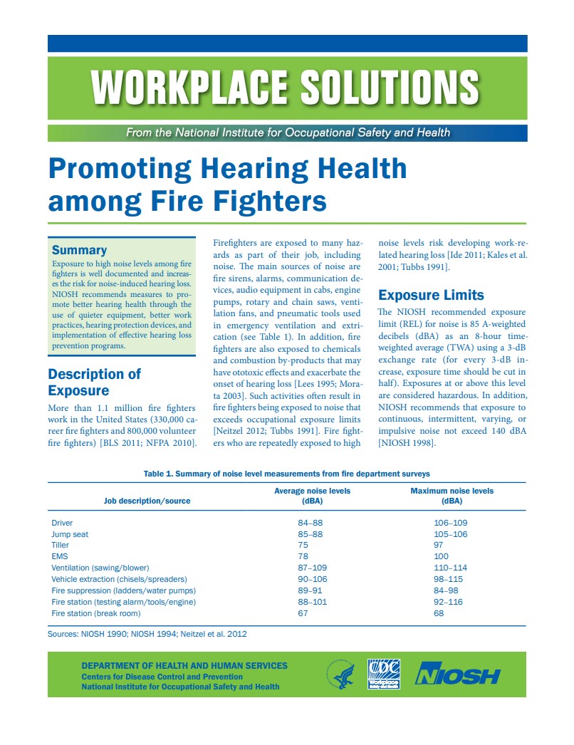 Promoting Hearing Health among Fire Fighters