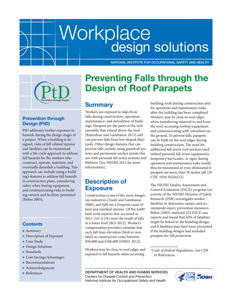 Preventing Falls through the Design of Roof Parapets