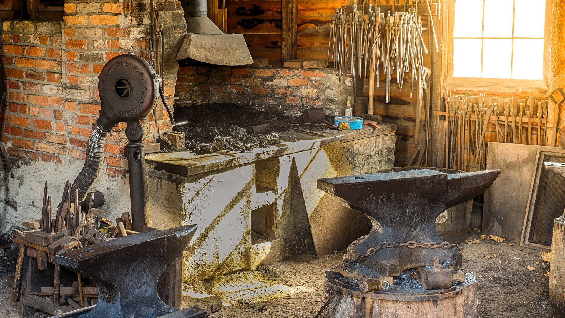 a colonial blacksmith shop
