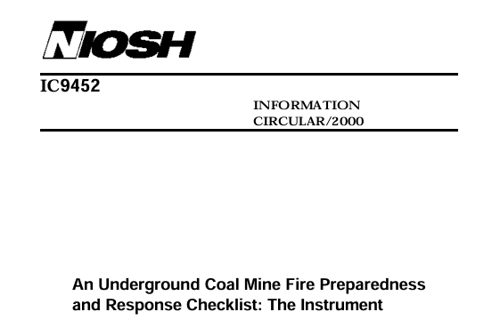 An Underground Coal Mine Fire Preparedness and Response Checklist: The Instrument