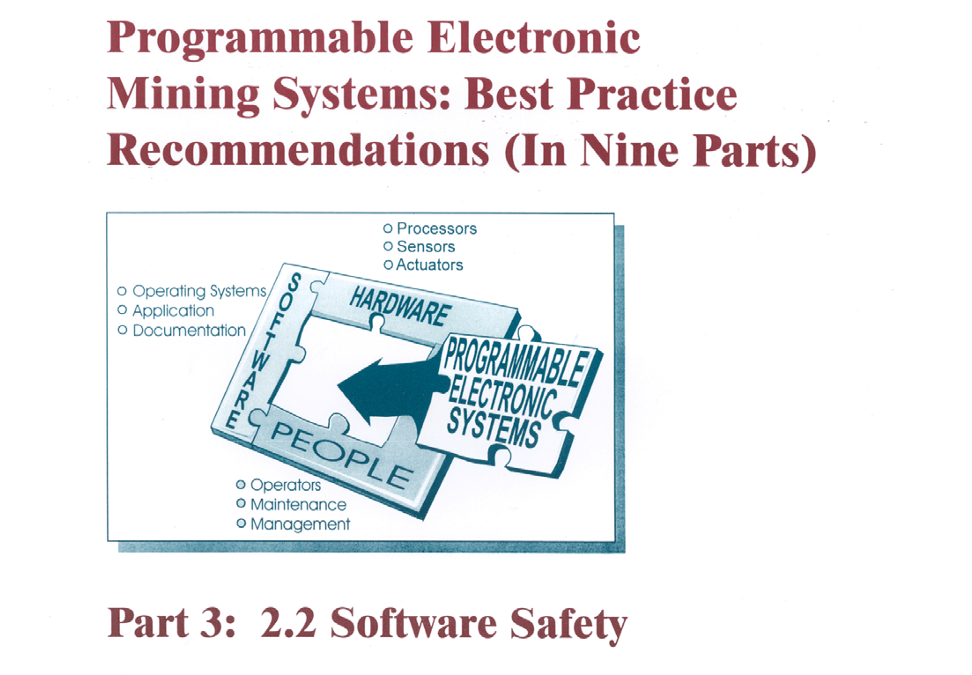 Programmable Electronic Mining Systems: Best Practice Recommendations (In Nine Parts): Part 3: 2.2 Software Safety