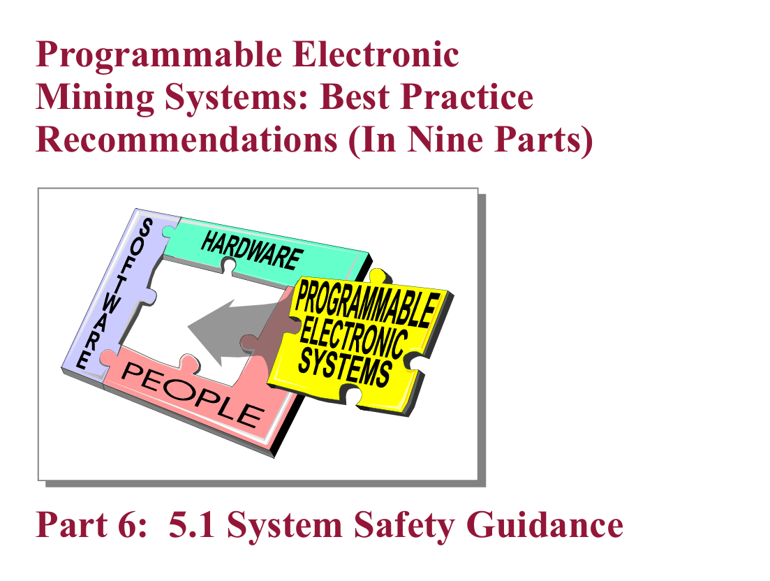 Programmable Electronic Mining Systems: Best Practice Recommendations (In Nine Parts): Part 6: 5.1 System Safety Guidance