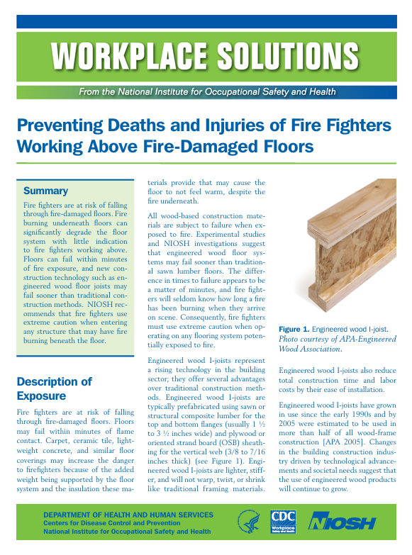 Preventing Deaths and Injuries of Fire Fighters Working Above Fire-Damaged Floors