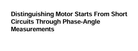 Distinguishing Motor Starts