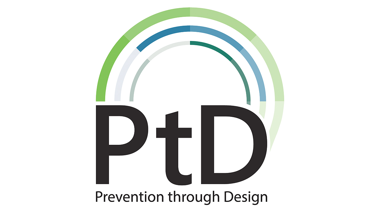 PtD Logo with blue and green arches in background.