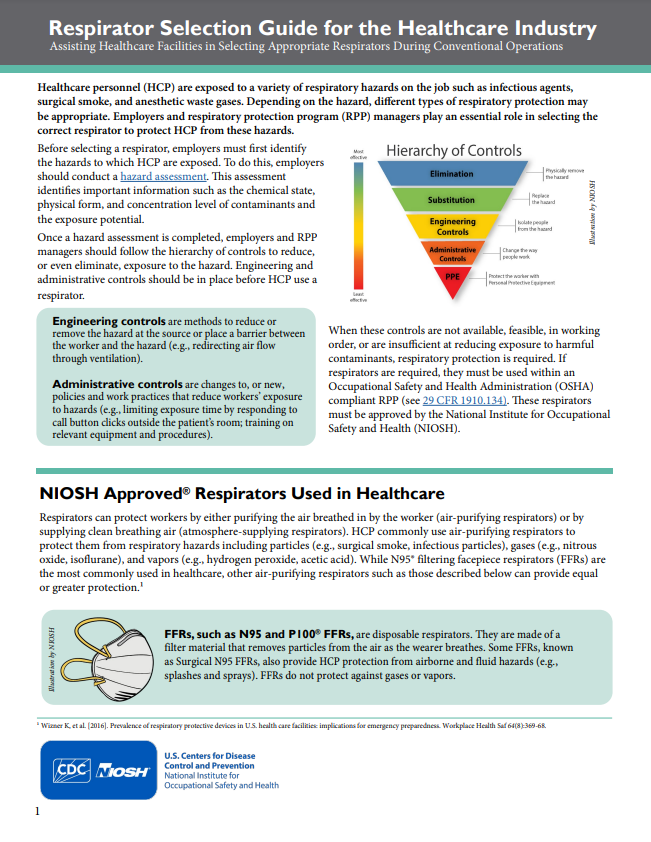 Respirator Selection Guide for the Healthcare Industry