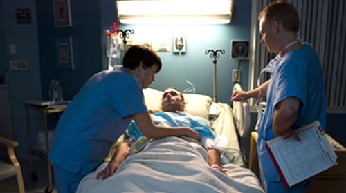Nurses working on a patient