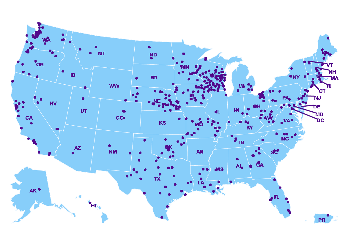 map of participating labs