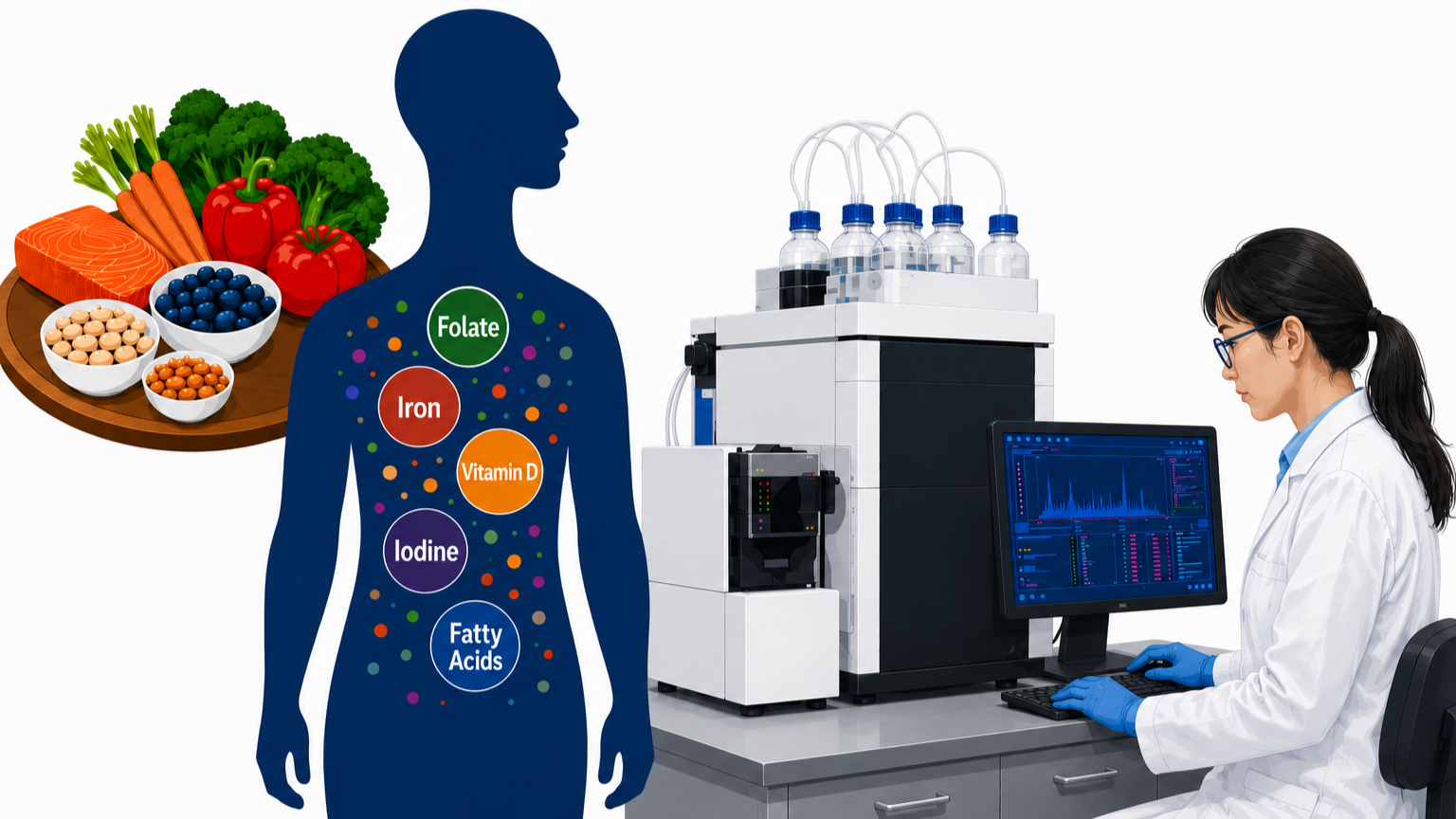 CDC illustration representing biochemical nutrition monitoring in the U.S. population.