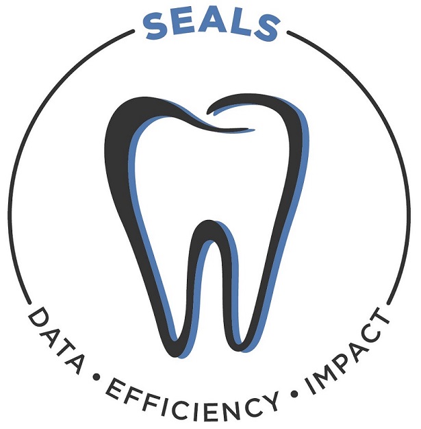 seals logo 3 The text "SEALS: Data, Efficiency, and Impact" in a circle around the image of a healthy tooth.