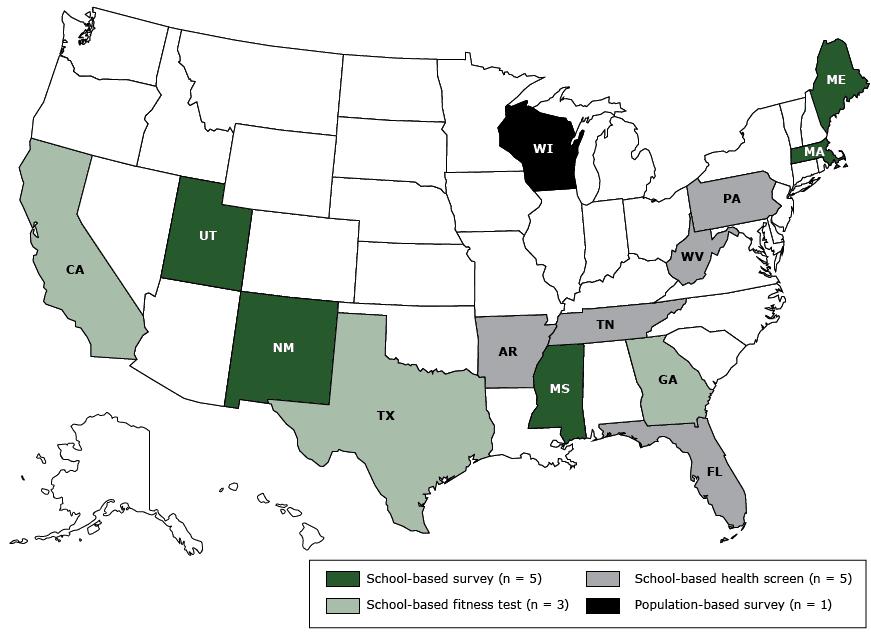 16_0060_01.gif State childhood obesity surveillance systems in the United States, 2014–2015.