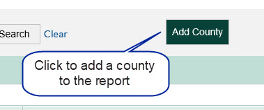 Click to add a county to the report Shows how to click "Add County" button to add a county to the Compare Counties report.