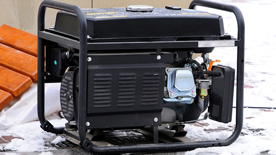 power sources A power generator outside in the snow.
