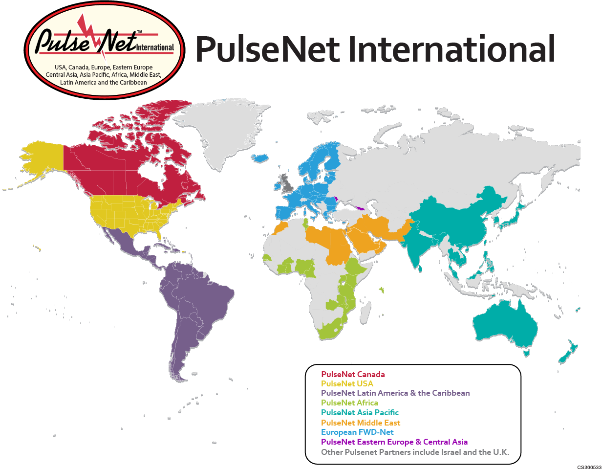 Map of the PulseNet International regions